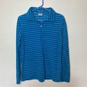 Columbia Women’s Medium Pullover Long Sleeve Sweater Fleece Blue Striped